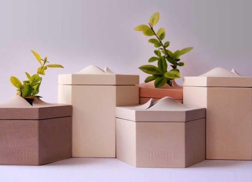 Four decorative boxes for plants by Extra&ordinary Design.