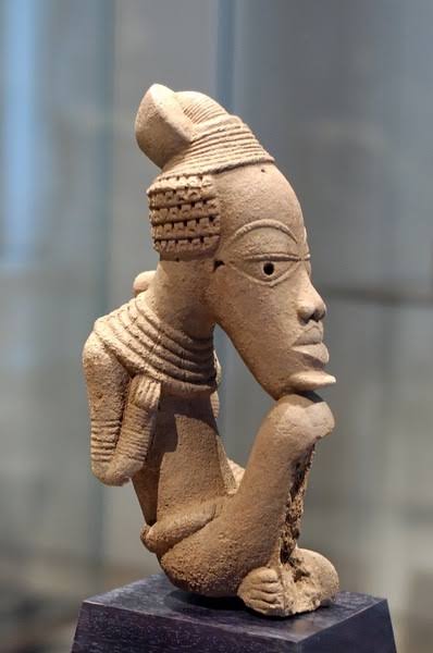 They created figures of men and women with very large heads. Many of the figures had elaborate hairstyles and wore delicate jewellery. The kingdom of Ife was famous for its sculptures made from brass. Brass-workers made figures of gods, humans and animals.