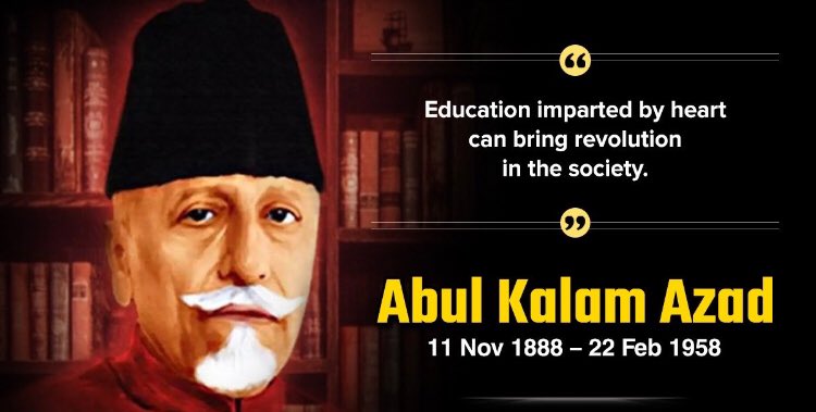 KrishnaTaluja's tweet photo. Remembering India's 1st Education Minister #MaulanaAbulKalamAzad &amp;  his contributions to Education as we observe #NationalEducationDay on his 132nd birth anniversary. 
Let’s work together to ensure quality, inclusive education is available to all. https://t.co/HeQa7klYCG