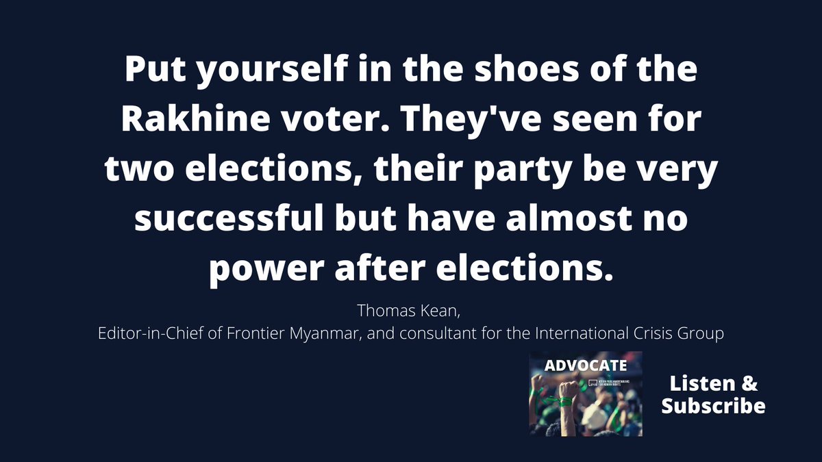 ASEANMP's tweet photo. What have the latest #Myanmar election meant for people in #Rakhine ?

That's one of the issue we discussed with @tdkean from @FrontierMM in our latest podcast series. 

⬇️⬇️ https://t.co/MIGoWypU37