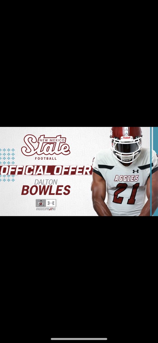 daltonbowles3's tweet photo. GOD is good!! Extremely blessed and thankful to announce I have received a D1 scholarship offer from NM State!! @coachjfort @osoukup @CoachM_Justin https://t.co/AdHkSiW8yk