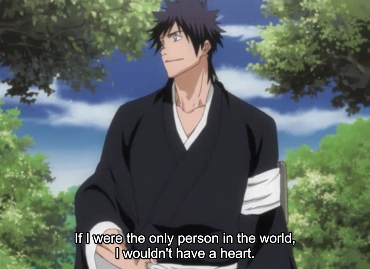 Ulquiorra Cifer fears and derides the heart because it gives others purpose. He’s never known such a life. Having nothing means having nothing to lose. Having lived a life predicated on the supposition that there is no inherent meaning in life has made him fear the abstract.