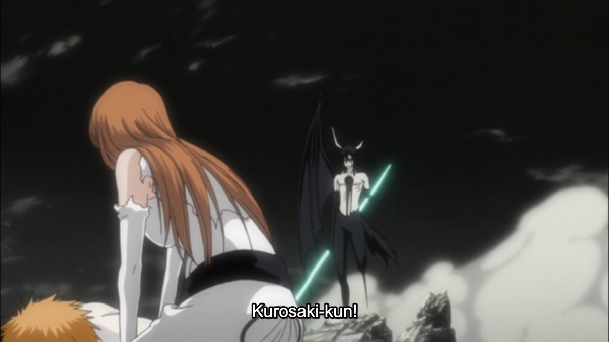Seeing as he was already dying, doing this was meaningless by Ulquiorra’s established standards. Yet still he acted. The eyes speak volumes all throughout this encounter. From start to finish, they’re telling a story and having their own discussions.