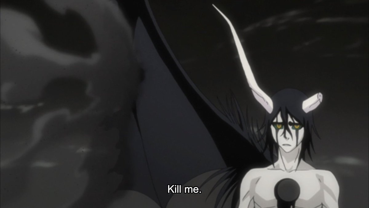 Because he couldn’t win on his own, Ichigo can’t spare this foe as he has others. It’s an agonizing realization for him. So in an uncharacteristic spirit of consolation, Ulquiorra offers Ichigo the kill, so he can at least have that closure. But Ichigo still surprises him.
