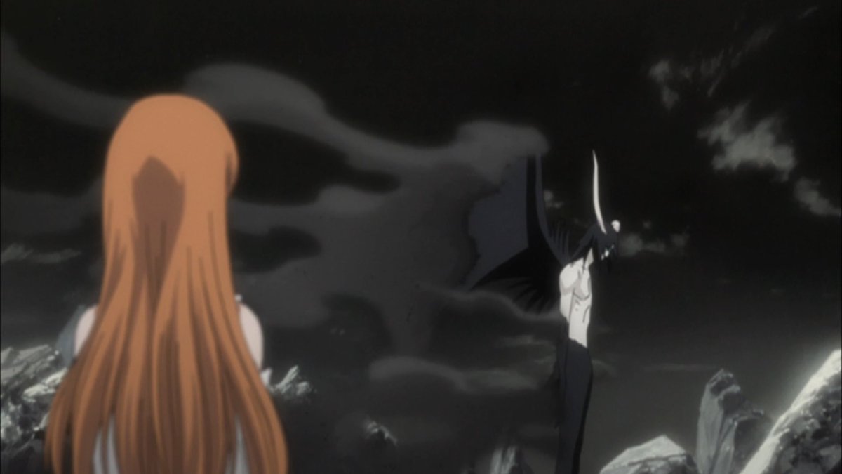 His request denied, Ulquiorra turns to Orihime, the one who infected him with the budding humanity we’ve seen slowly bloom. He then poses her the question he once did. Metaphorically asking if she’s afraid of meaninglessness. For he’s always been afraid of meaning.