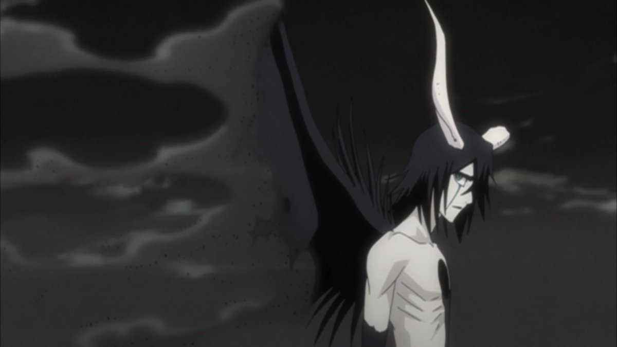 His request denied, Ulquiorra turns to Orihime, the one who infected him with the budding humanity we’ve seen slowly bloom. He then poses her the question he once did. Metaphorically asking if she’s afraid of meaninglessness. For he’s always been afraid of meaning.