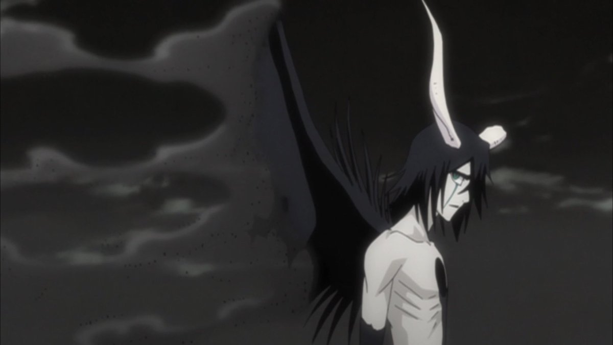 His request denied, Ulquiorra turns to Orihime, the one who infected him with the budding humanity we’ve seen slowly bloom. He then poses her the question he once did. Metaphorically asking if she’s afraid of meaninglessness. For he’s always been afraid of meaning.