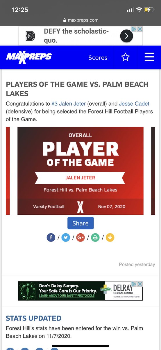 JesseCadet's tweet photo. Facing all the adversity, I can say the Forest Hill Falcons are the hardest playing teams in Florida. Leading in tackles and labeled as the defensive player of the game is a blessing however, I can say that I have brothers that always pour their heart out on the field. Stay tuned https://t.co/A8GFTlC3Ic