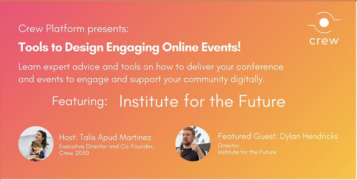 Join Crew Platform and <a href="/iftf/">Institute For The Future</a> on #VirtualEvents - Thursday at 10am PST RSVP - bit.ly/35nuOUs