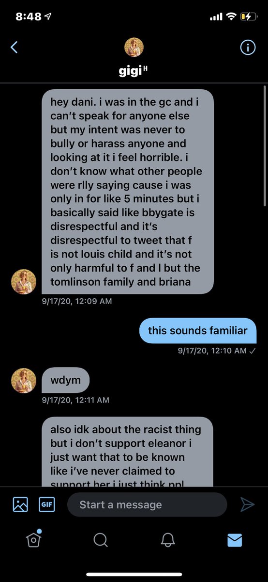 here are screenshots between me and  @suninstyles discussing the bbgate gc and racism situations