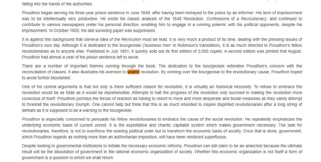 This is a key difference as well.Marx felt violent revolution was need and a step (which is one reason why many Marxists are also violent)Proudhon was anti violent revolution.