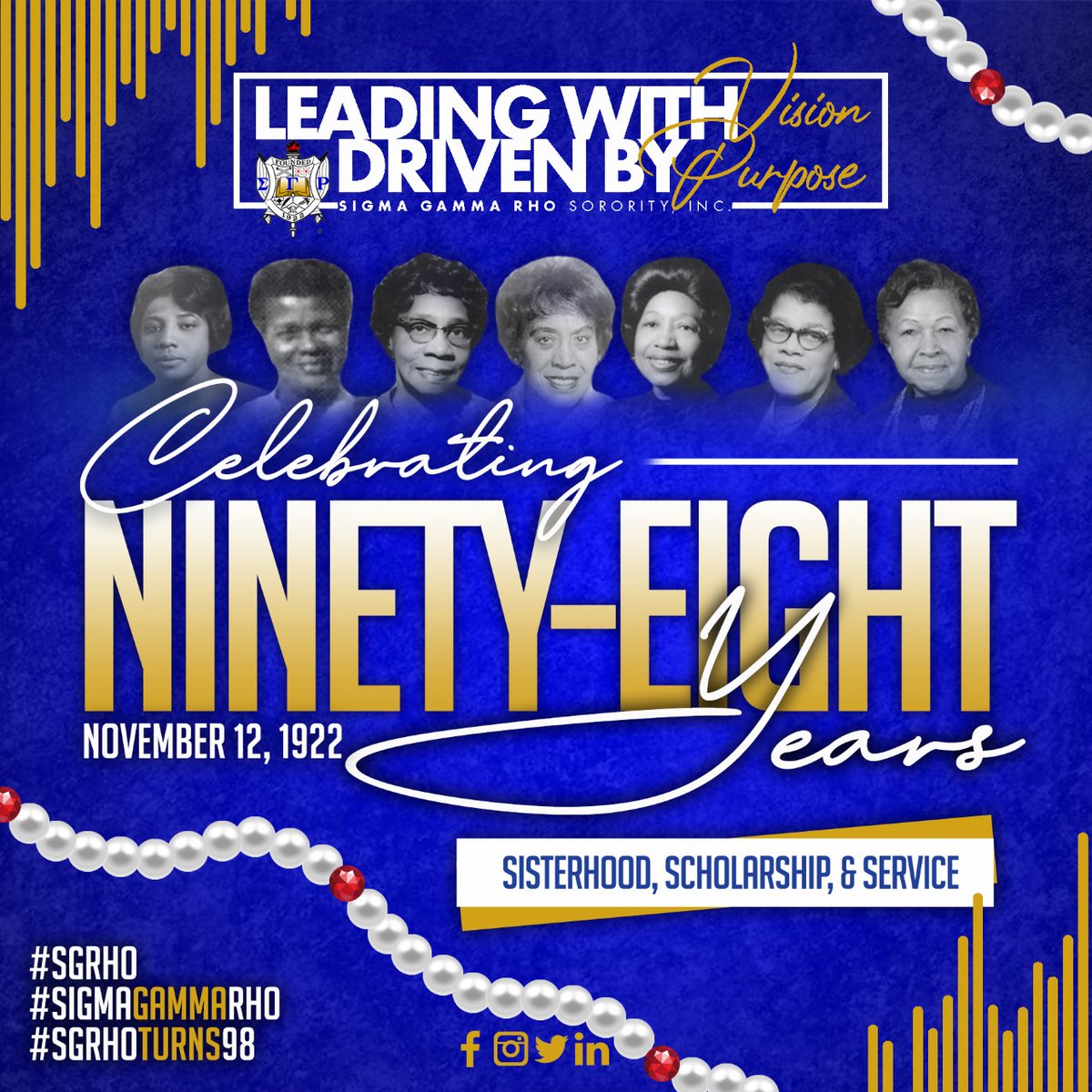 The women of Sigma Gamma Rho Sorority, Inc. celebrate 98 years of sisterhood, scholarship and service.
#SGRho #SigmaGammaRho #SGRhoTurns98