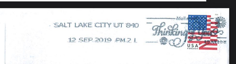 MacMAML's tweet image. The chef’s kiss is the “Thinking of You” USPS postmark from SLC.