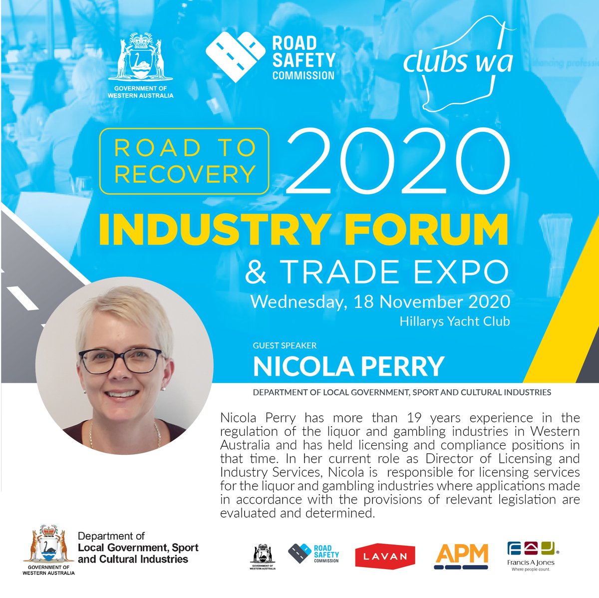 We are ecstatic to announce Nicola Perry is a late addition to our guest speaker list for our Clubs WA Industry Forum and Expo! She will bring some great insights and we can't wait to hear from her.