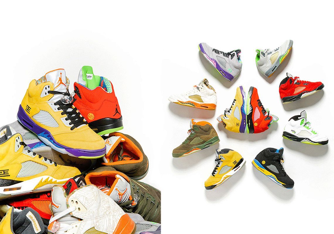 SneakerNews's tweet image. The Air Jordan 5 'What The' arrives to North America soon. Is there anything you would change about this pair? (📸: @Footpatrol_ldn) snkrne.ws/3kUZPEf