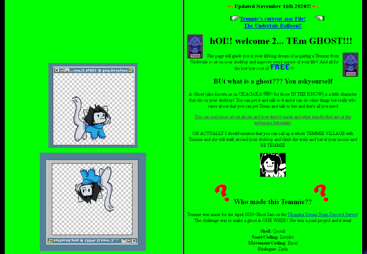 Zarla 🔪💀 📞 on Twitter: "https://t.co/bzjmGHTGx8 I finished the page for  the Temmie #ukagaka and it's the best thing I've ever made I hope you all  enjoy it https://t.co/awV1UldwHq" / Twitter