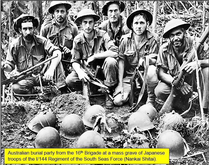 5/5At right, an Aboriginal soldier with an SMLE rifle.At left is the section's Bren Gun.The two kneeling at front each hold late-model Thompson LMGs with the horizontal forestock.Back left, we see an earlier Thompson (front pistol grip).At rear, the man also has a Thompson.