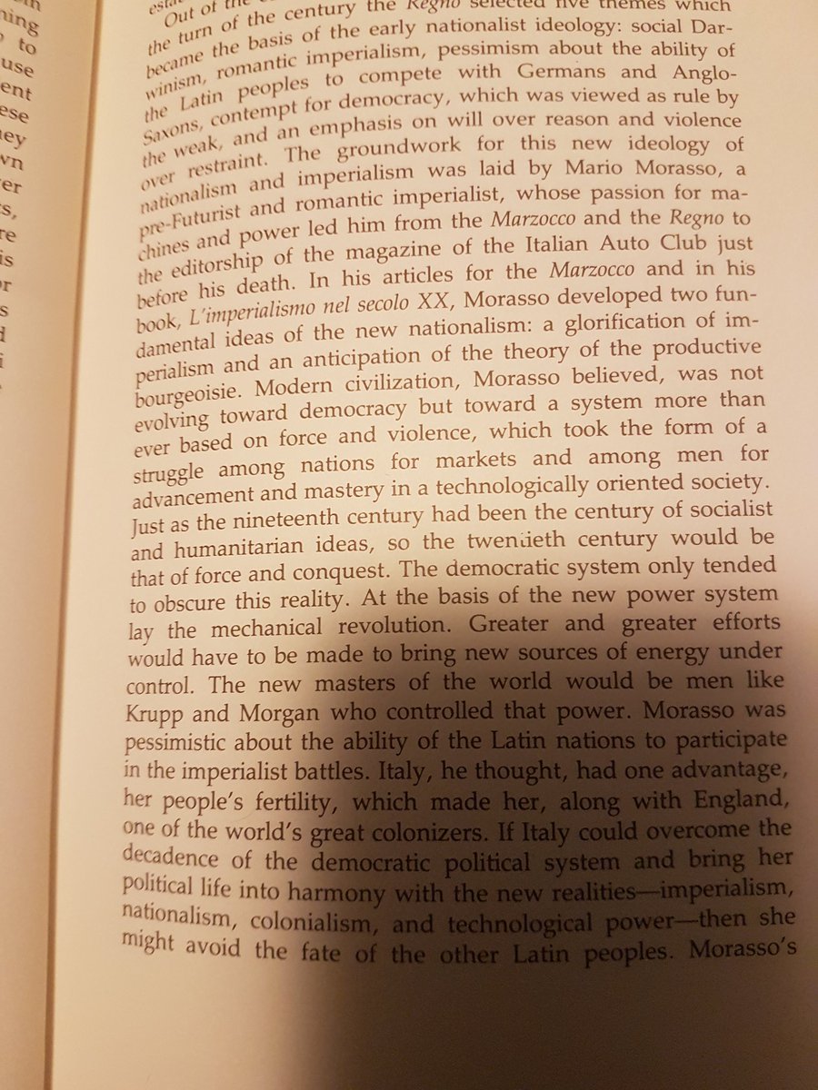The nationalists moved into a form of progressive right-wing ideology by inviting in the men who would become the futurists. Modernism was anti-democratic and Italy's high fertility was her secret weapon in the imperialist battlefield.