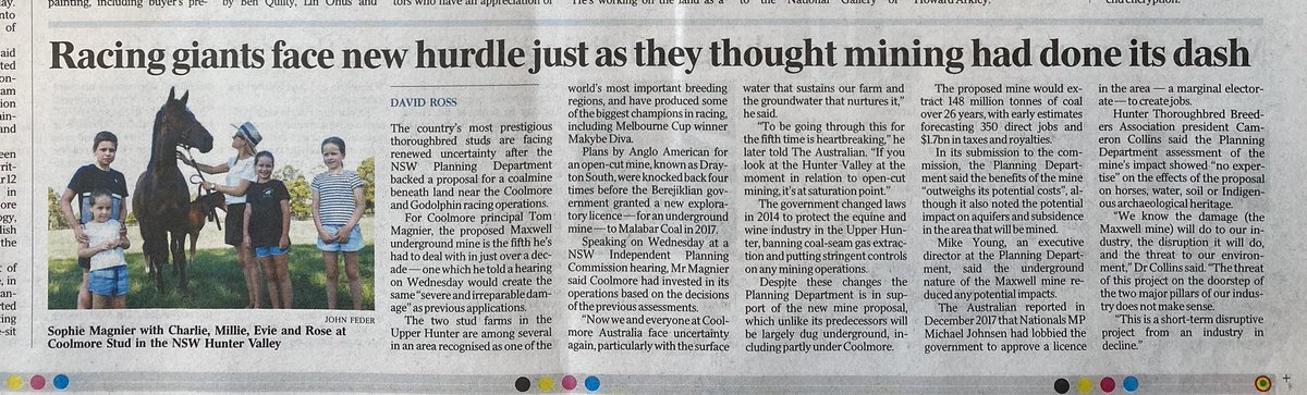 TomMagnier's tweet photo. Today’s Australian Newpaper #homeofchampions #Horsefarms #farming #water #agriculture @australian . .@FakeDavidRoss @mcannonbrookes  https://t.co/Zp1wPatLb1 https://t.co/qVcfH5z8jk