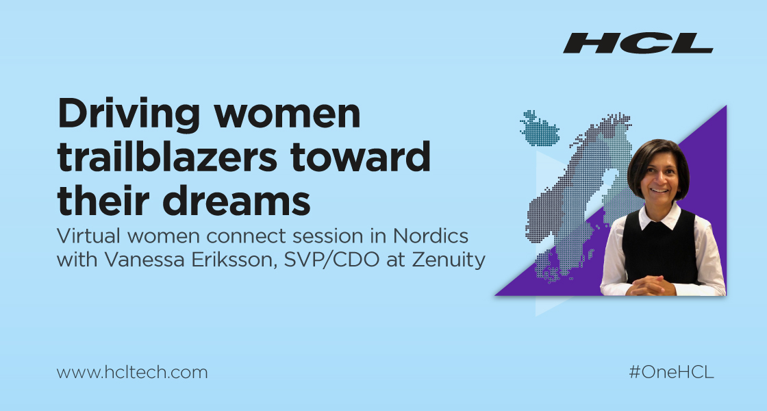 hcltech's tweet photo. We thank Vanessa Eriksson for an engrossing virtual #WomenConnect session where she inspired our Nordic ideapreneurs by sharing her professional journey and amazing philosophy, "If you want something, go get it."
#SheInspires #beheredoit #OneHCL #ideapreneurship https://t.co/CRYRsTkdz1