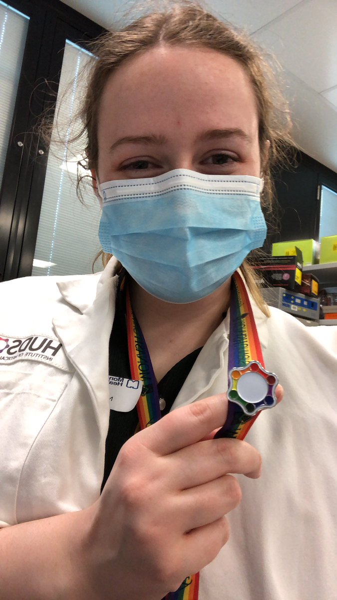 My mask is hiding my big grin, but check out the new addition to my lanyard! #Proud to be a #HudsonAlly ❤️🧡💛💚💙💜🤎 Great job on the pins! <a href="/lung_queen/">Dr Erin McGillick</a> <a href="/BethJForbes/">Beth Allison (she/her)</a> <a href="/Hudson_Research/">Hudson Institute of Medical Research</a> 👏👏👏