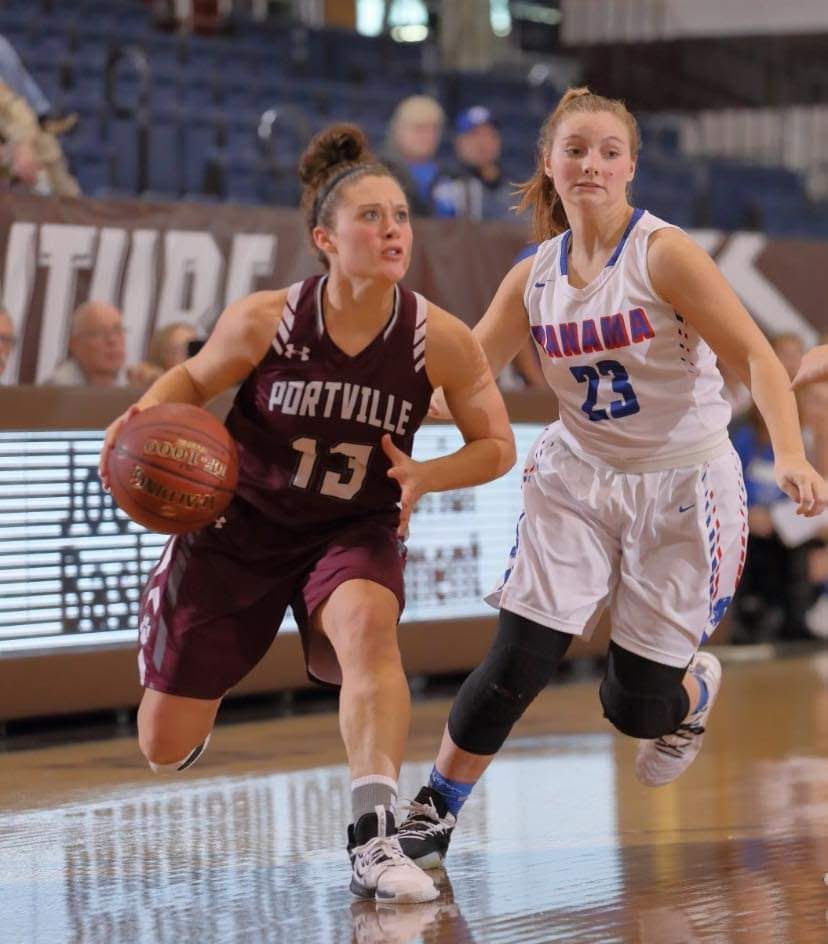 Happy birthday to star Portville &amp; Jamestown Elite pg <a href="/WeltyKarly/">Karly Welty</a> live this pic as former Jamestown Elite guard Maddy Lisciandro on defense is owed a belated birthday from yesterday. Love you both! Wishing all of our girls happiness &amp; sanity in the midst of these crazy times