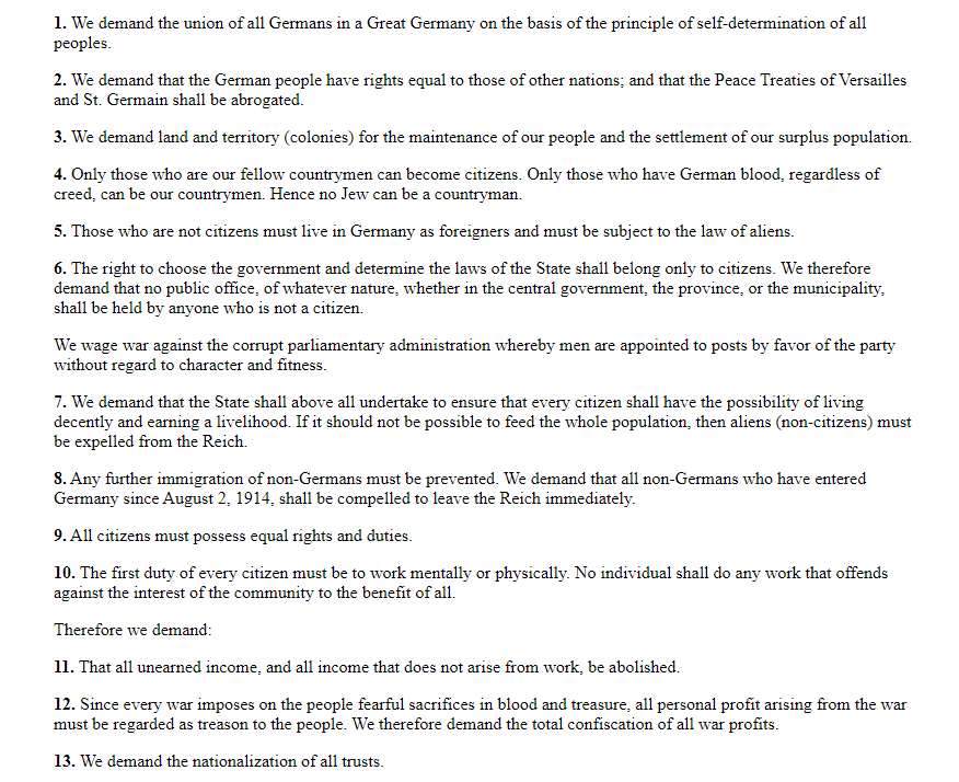 Now Hitler joined and blew up the party. Name changed to National Socialist German's Party25 Point PlanIt literally is socialism for White German's only NO BS "They only said it to appeal to the x" yes, they did and so did the RUSSIANS WITH THEIR FORMS OF SOCIALISM