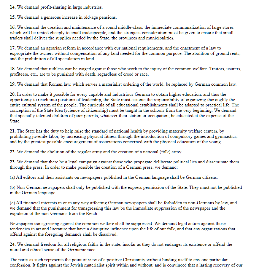Now Hitler joined and blew up the party. Name changed to National Socialist German's Party25 Point PlanIt literally is socialism for White German's only NO BS "They only said it to appeal to the x" yes, they did and so did the RUSSIANS WITH THEIR FORMS OF SOCIALISM