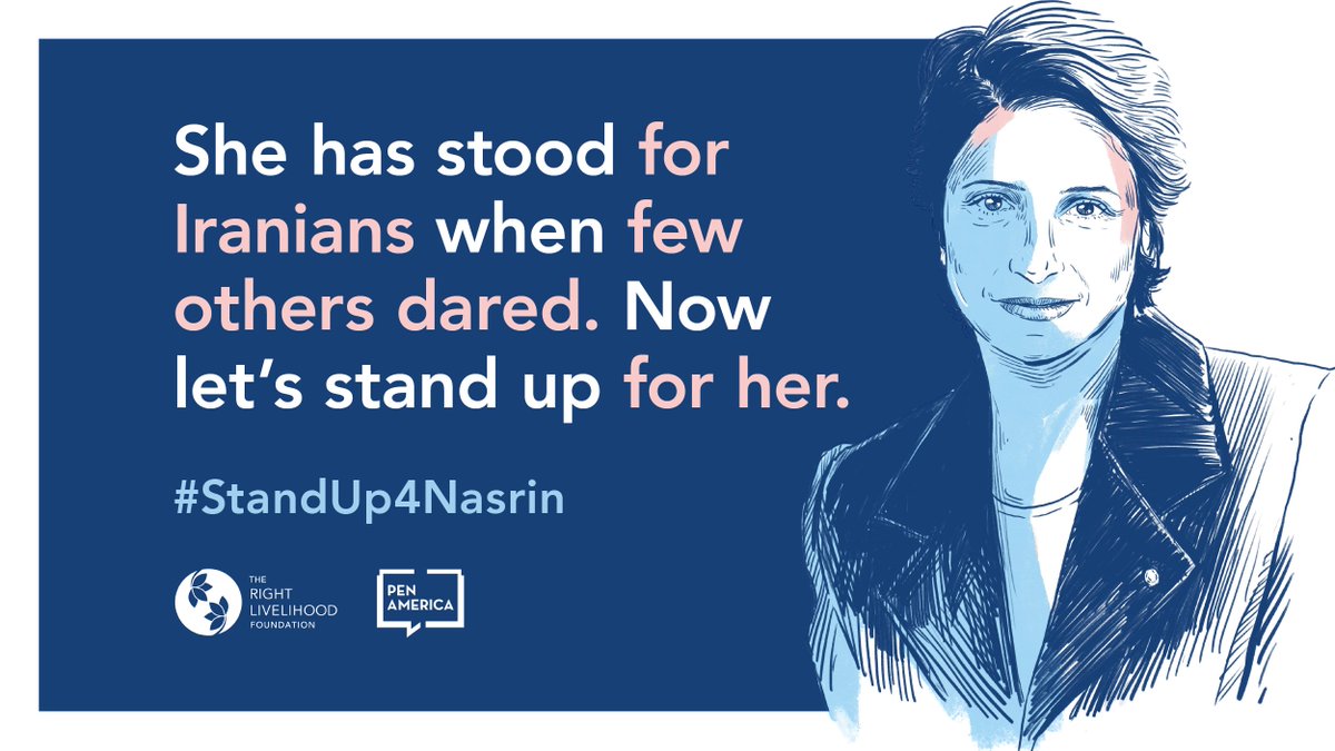 ranikasapi's tweet photo. Iranian #WHRD Nasrin Sotoudeh was sentenced to an unjust prison sentence for standing up for human rights. She was temporarily freed for medical leave. Now, we must #StandUp4Nasrin and call for her unconditional and permanent release! #FreeNasrin
https://t.co/SZ558kWltq
