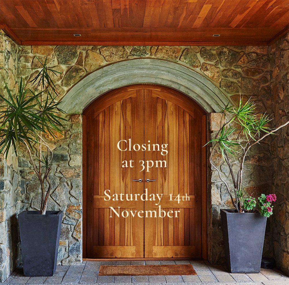 Please note that the restaurant and tasting room will close at 3pm on Saturday for a private function. We will be back to full hours again on Sunday, with the tasting room open until 5pm (last tasting 4.45pm). We look forward to welcoming you to #millbrookwinery soon.