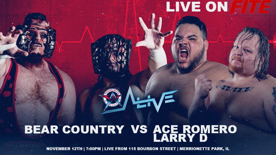 Big meaty men slapping meat when Bear Country @_thedeadbear @WrestleBeef make their @AAWPro debut against Team XXXL @THEACEYROMERO @legendoflarryd 
I hope the ring had extra supports for this one.