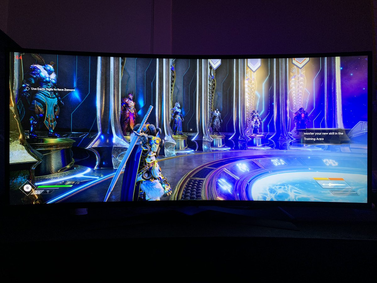 xDMND_LIFEx's tweet photo. @PlayGodfall guys the game is fantastic! One request please! Can we get an FOV slider for those of us that are playing on 21:9 ultra wide? Full screen pulls us into the valor plate and we lose some of the visibility. Added 16:9 and 21:9 photos for reference THX https://t.co/kFs79vUXXs