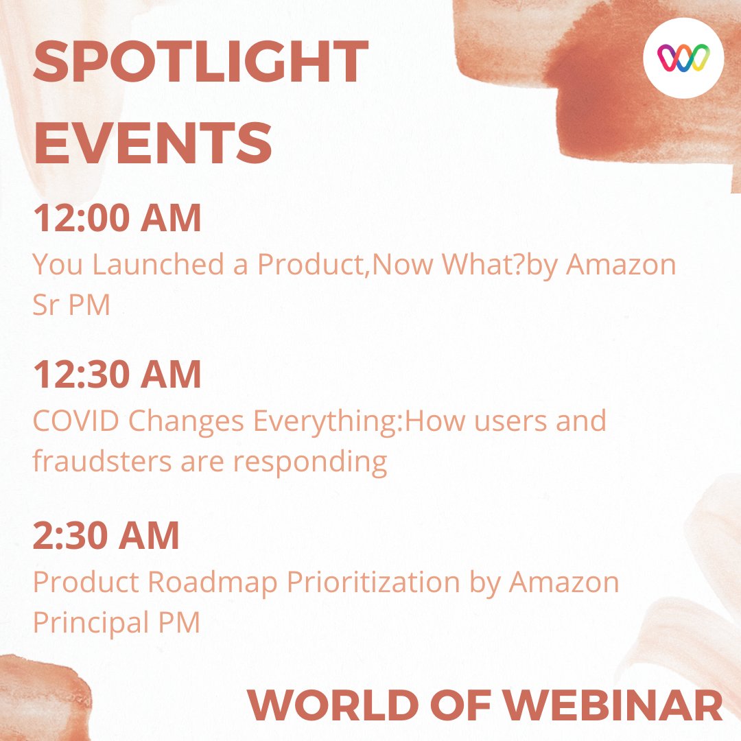 worldofwebinar_'s tweet photo. Some more #Spotlight #events happening #today .
#RegisterNow for more #events .
.
.
#events #webinar #Webinars #ThursdayThoughts #thursdayvibes #thursdayvibes #Buisness #COVID19 #NewNormal #series https://t.co/fmEqfMjfnI