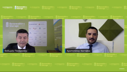 SolarPowerEU's tweet photo. Our president @chantavas gave a presentation today at the Athenian 🇬🇷  Renewable &amp; Storage Forum organised by @energypress_eu

The presentation centered on our #RenewableEU study, projecting 100% renewable energy pathways for Europe to reach climate neutrality by 2050 ☀️ https://t.co/ty2s8bl2HG