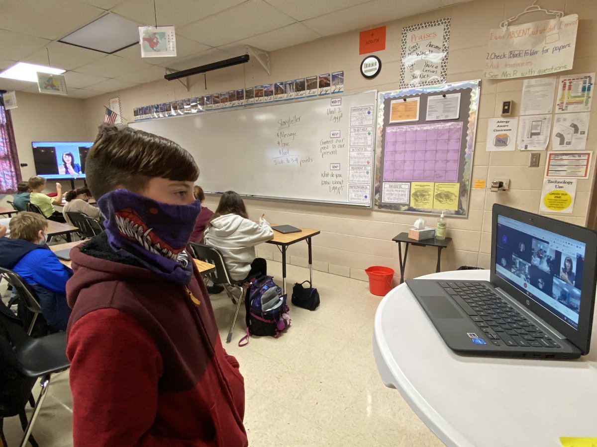 RepMoMiddle's tweet photo. Students in our 6th grade PBL Social Studies classes recently met with communication experts via Google Meets! Our experts helped our students understand how to create an interesting news report. #repmoproud https://t.co/x9GslygAlY