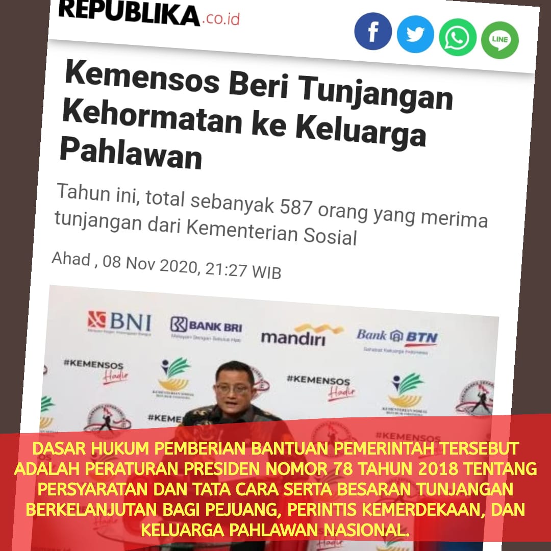 win_ardie's tweet photo. Dalam hal ini @KemensosRI berkomitmen untuk memperhatikan para pahlawan yg telah berjuang demi kemerdekaan negara Indonesia sesuai perundang undangan, yaitu dengan memberikan tanda penghormatan dan penghargaan berupa tunjangan @juliaribatubara https://t.co/SGzipmrpZQ