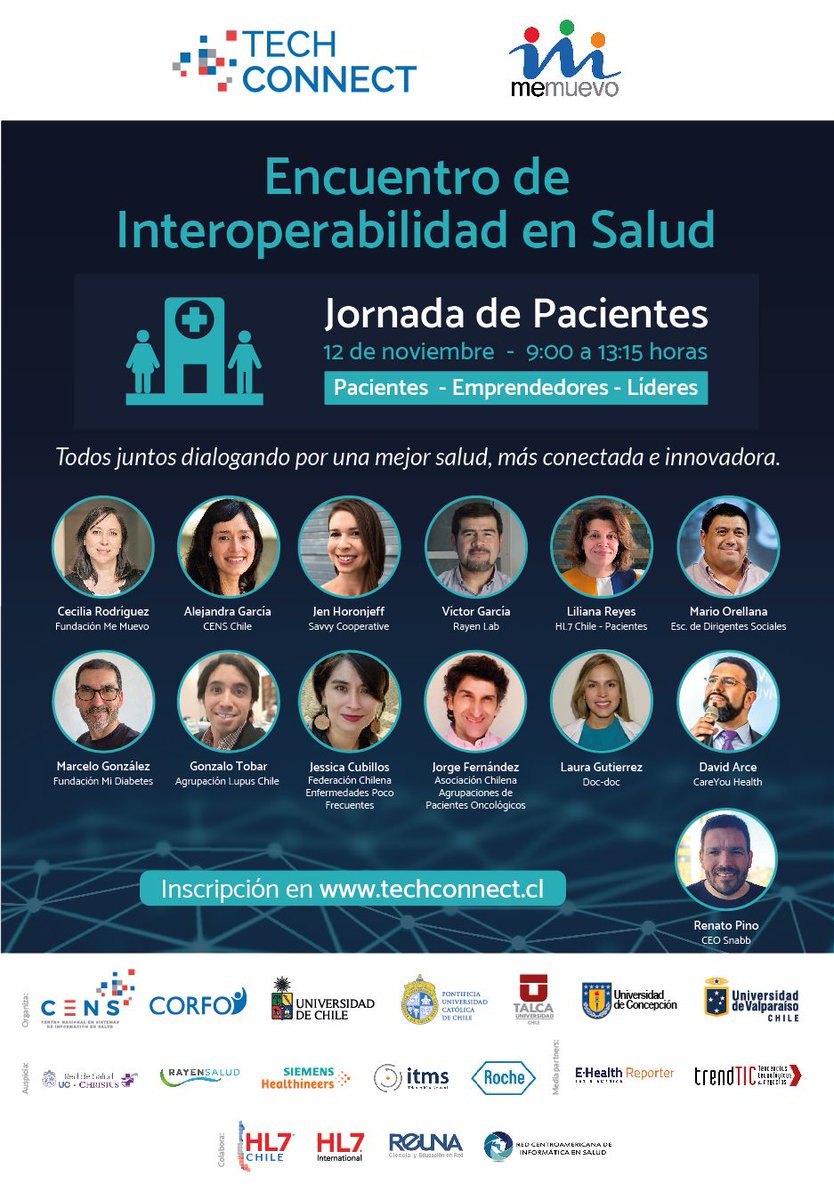 RECAINSAnetwork's tweet photo. Llegamos al 4to y último día #censtechconnect organizado por el @CENSChile y con el auspicio de organizaciones lideres a nivel latinoamericano, entre ellas, la @RECAINSAnetwork
Inscripción gratuita en https://t.co/QTy1aKti2v
#SaludDigital #SaludDigitalLATAM #Interoperabilidad https://t.co/cv3Qq9Sisn