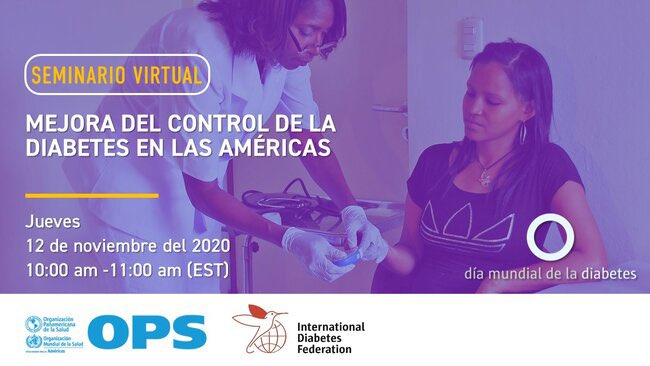 SaludCommunity's tweet photo. OPS: Hoy jueves 12 de noviembre, 10 am EST, se realizará el seminario web regional “Mejora del Control de la Diabetes en las Américas”, organizado por la OPS. Inscripciones: https://t.co/4dFWwib4ps. @opsoms #DiaMundialDeLaDiabetes #WorldDiabetesDay #Diabetes #OPS #VIU #08MUES https://t.co/AcFhwyoazl