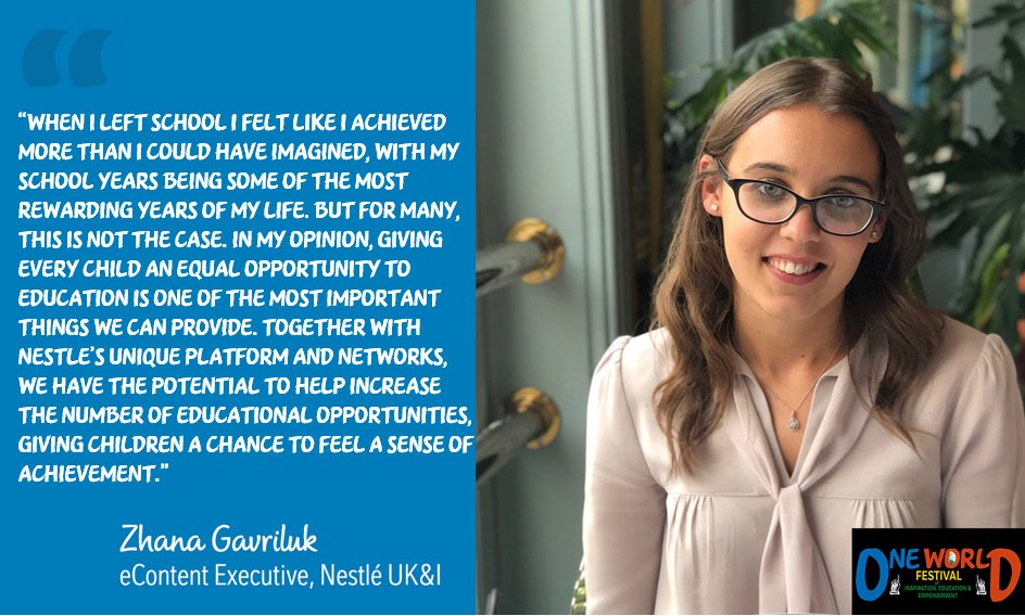 NestleUKI's tweet photo. eContent Executive and 2nd @NestleUKI @OneYoungWorld finalist, Zhana Gavriluk is up next, and expresses that every child should have an equal opportunity to education, and that this is one of the most important things we can provide as a big corporation.
#ONEWORLD2020🌎 https://t.co/HFAgotqe5v