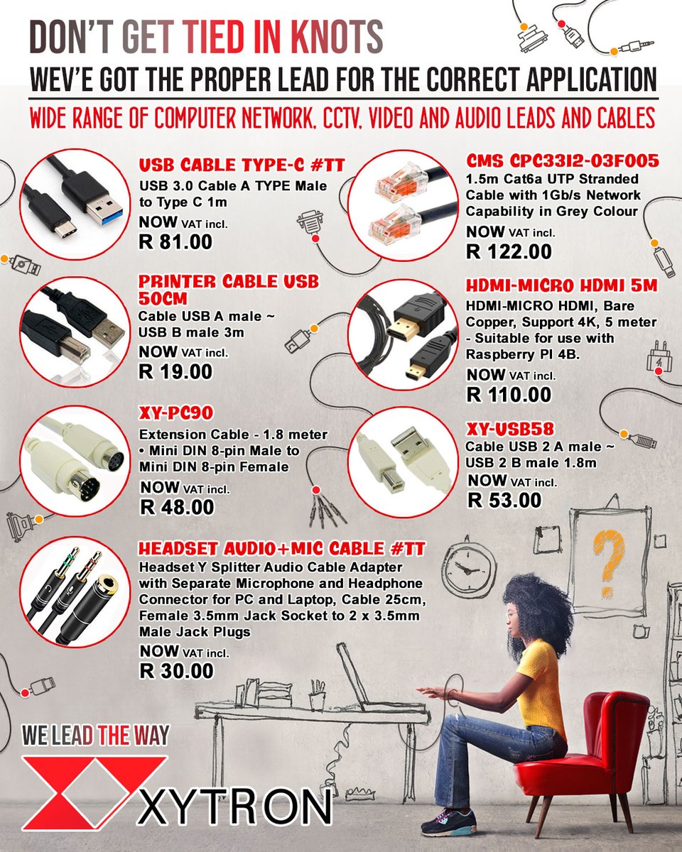 CommunicaZA's tweet photo. Don't get tied in knot ! ... with our extensive range of cords and leads U are sure to get that one thingy connected to that other thingy no problem ... Shop in-store or online from us to anywhere in the world ! 📲💳📦🚚✈️🌍 https://t.co/q4rqaHpNdE