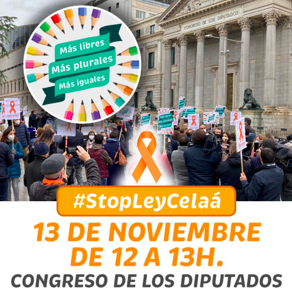 SILoyolaAH's tweet photo. Mañana, 13 de noviembre a las 12 horas frente al congreso de los diputados, en defensa de una educación que nos haga más libres, más plurales y más iguales. @MasPlurales
#StopLeyCelaa
#MasPlurares
#sacaelcolor https://t.co/T64lByMYUG