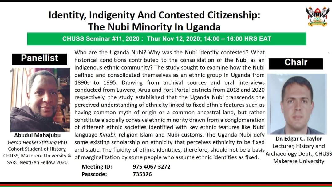 MakerereIGDS's tweet photo. Nubi were less recognized as an indigenous citizens of Uganda because the lacked some basics such as land ownership. But after 1995 they gained a sense of belonging and grained citizenship. ~ Abudul #CHUSSSeminarseries https://t.co/AS97T8nRmD