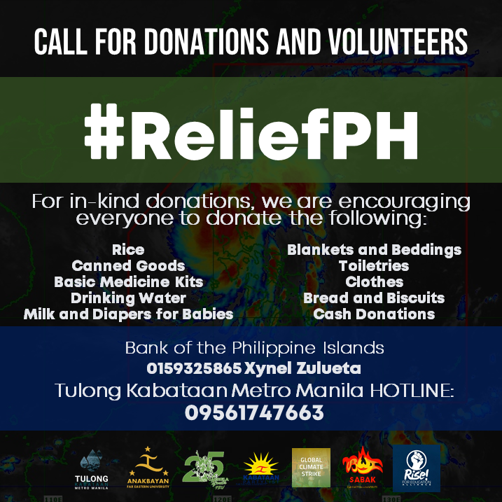 Anakbayan_FEU's tweet photo. Tinuturing ang bagyong Ulysses bilang isa sa pinakamalakas na bagyo na sumira sa mga kabahayan at kabuhayan ng ating mga kababayan sa iba't ibang parte ng bansa.

Maging parte ng mga kabataang tumutulong para sa mga nasalanta ng bayong Ulysses.

#ReliefPH https://t.co/1RImLS2O1B