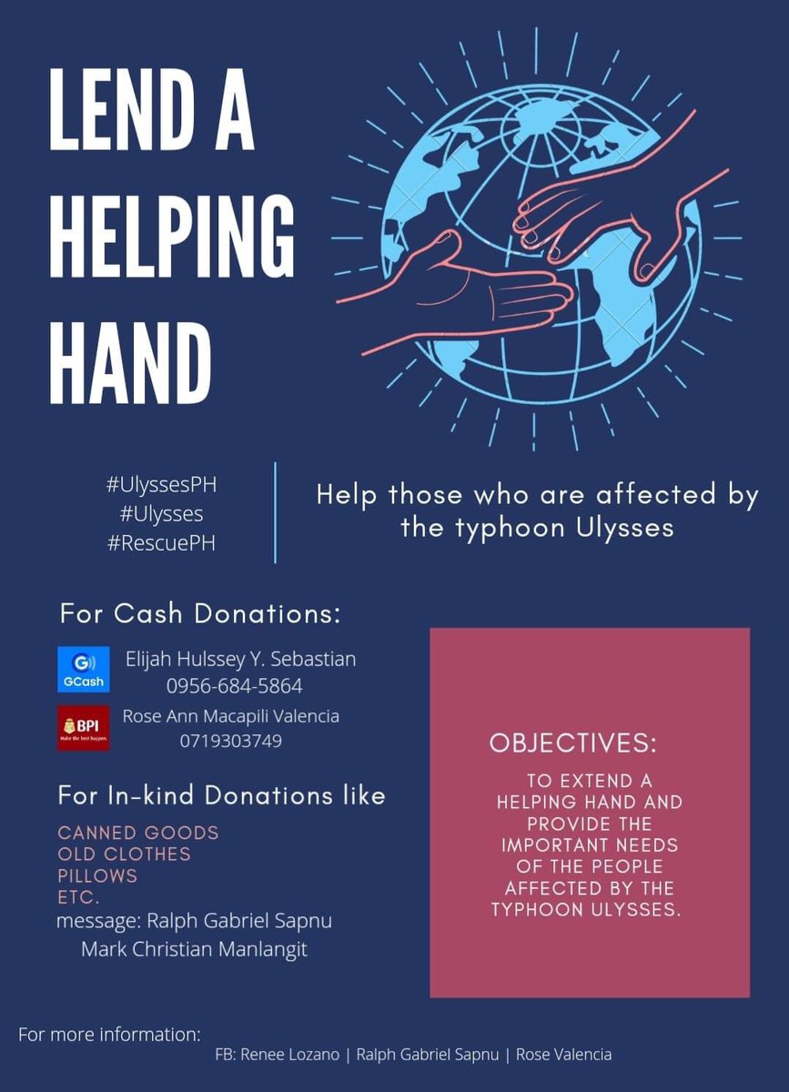 Good evening everyone! Any kind of help will be surely appreciated. Feel free to send us a message for more information. 

Keep safe and stay dry po! 🥺💚

#TyphoonUlysses
#TyphoonUlyssesPH
#RescuePh