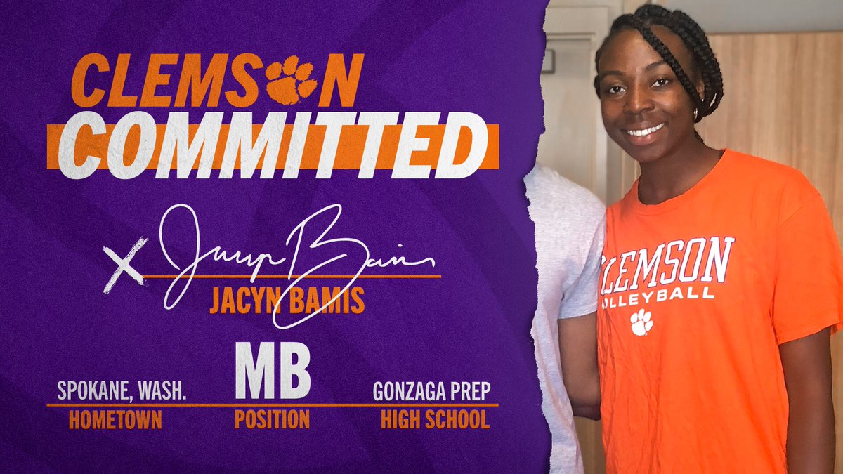 ClemsonVB's tweet photo. Spokane ———> TigerTown 

✍️ Jacyn Bamis is CLEMSON COMMITTED 🐾 https://t.co/eAUtb3JhJ3