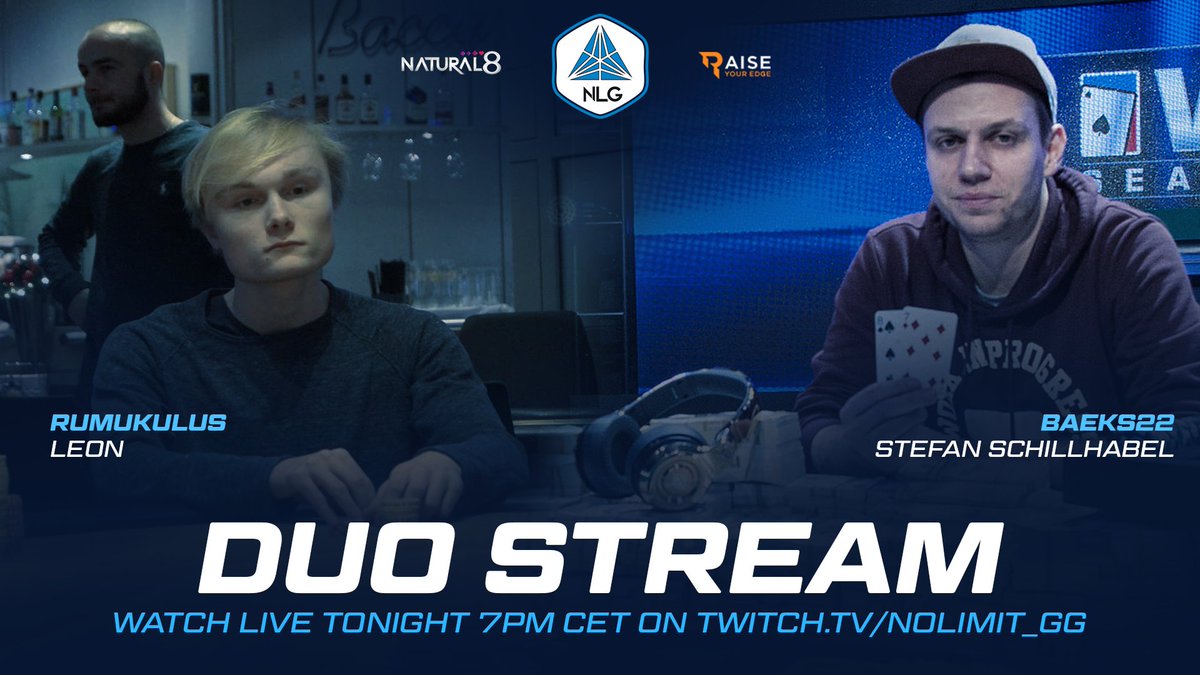 no_limit_gg's tweet photo. You asked for more Duo Streams? We got you covered!

@LeonRumukulus will be live from ~7PM CET and @becksundsoda is going to join him.
Both grinding highstakes tourneys and - of course - the weekly @natural8 x NLG freeroll.

Tune in: https://t.co/SfjQA80VQo https://t.co/P00bCAAGCs