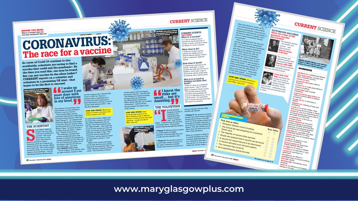 The recent announcement that a 90% effective COVID vaccine has been developed has all given us hope that life in 2021 might finally return to some sort of normality. So what is a vaccine and how does a trial work? Check out our science feature in November's Current!