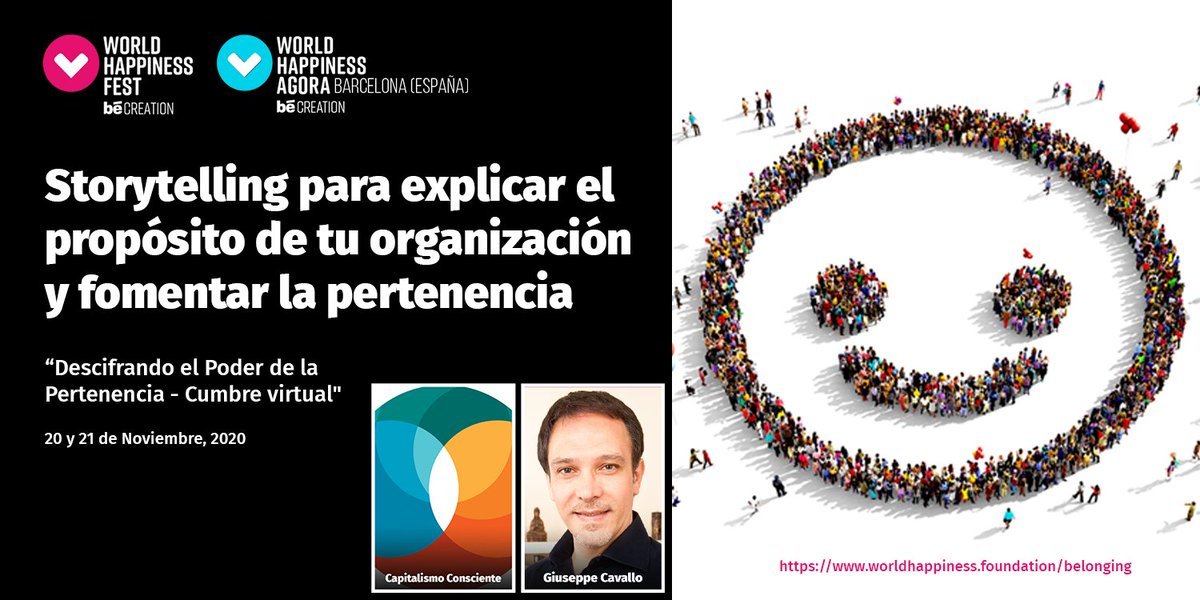 En unos días celebra el #belongingsummit y el 20/11 a las 17H organizamos un taller sobre cómo usar el #Storytelling para explicar el propósito de tu organización y fomentar la pertenencia. Inscríbete aquí: worldhappiness.academy/courses/Descif…

#CapitalismoConsciente <a href="/happiness_fest/">WorldHappinessFest - bēCREATION</a>