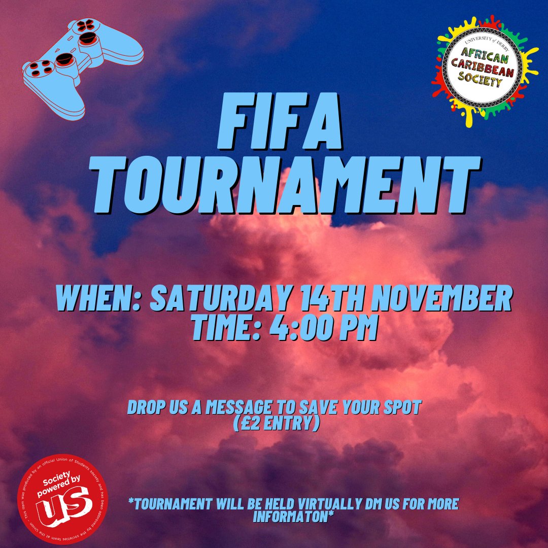As you're all aware lockdown means we've got to move our events online, but the fun doesnt stop! This weekend we'll be giving you a chance to put your gaming skills to the test in this online FIFA tournament. DM us to book your place!!