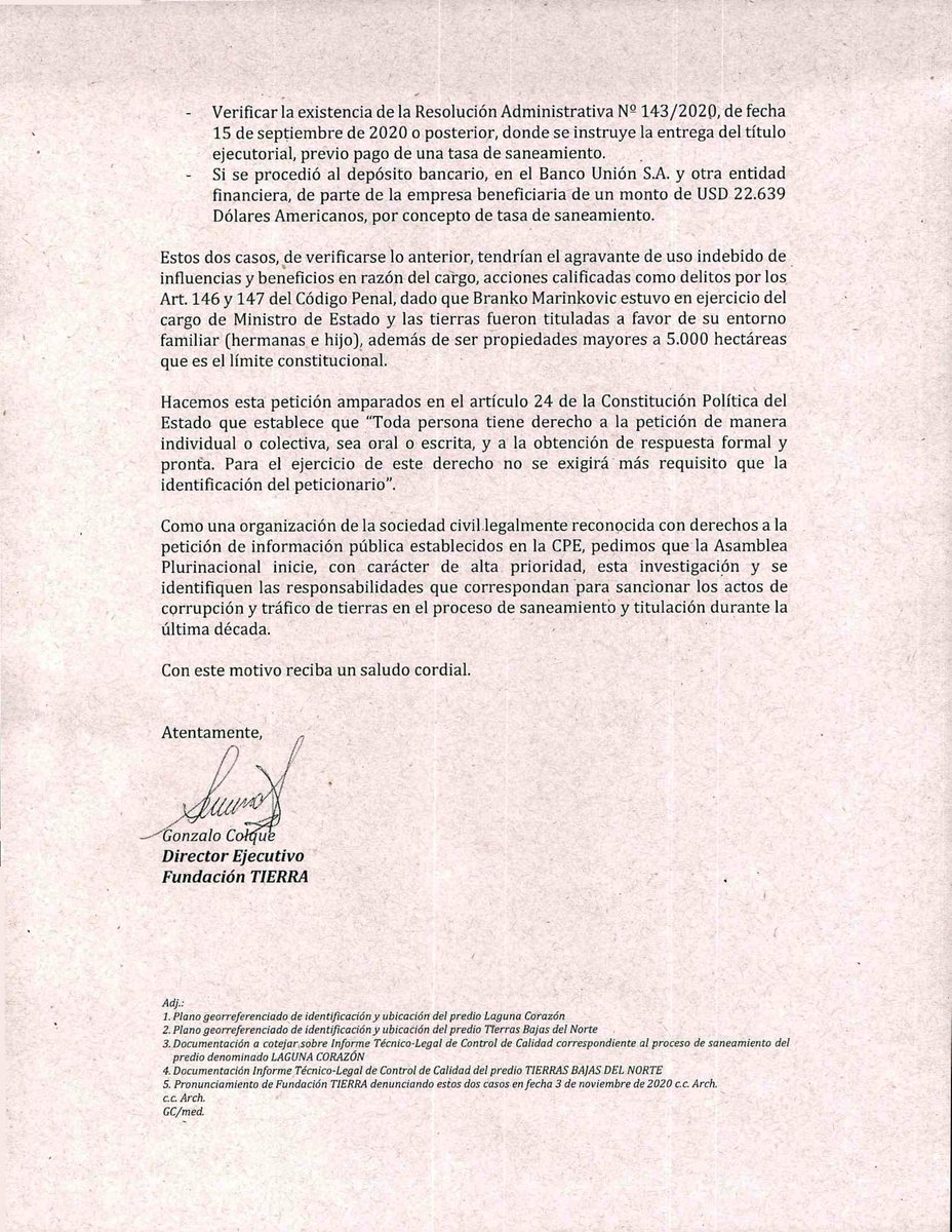 TIERRA_BO's tweet photo. Hemos entregado información y documentos sobre el CASO MARINKOVIC a la Asamblea Plurinacional.

Pedidos a este ente fiscalizador que inicie una investigación rigurosa y sistemática sobre el acaparamiento de 33 mil hectáreas. https://t.co/bbSjmVJQhn https://t.co/SQYFRB3sJB